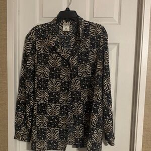 Allison Daley Black and Tan Patterned Blouse